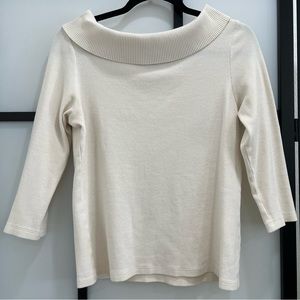 RAFAELLA White Boat Neck Sweater